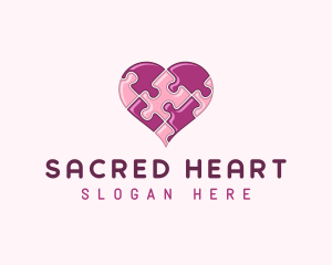 Heart Love Puzzle logo design