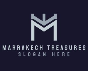 Modern Turret Letter M logo design