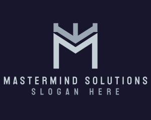 Modern Turret Letter M logo design