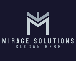 Modern Turret Letter M logo design