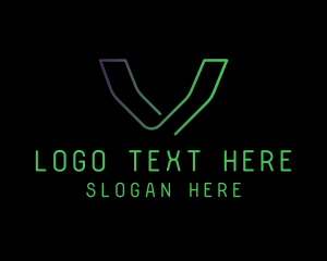 Cyber Tech Letter V Logo