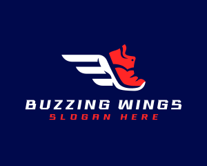 Running Shoes Wings logo design