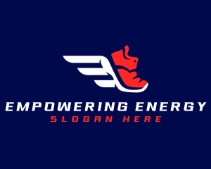 Running Shoes Wings logo design