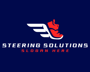 Running Shoes Wings logo design