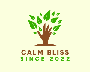 Holistic Wellness Hand Tree logo design