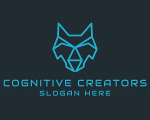 Digital Head Wolf logo design