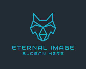 Digital Head Wolf logo design