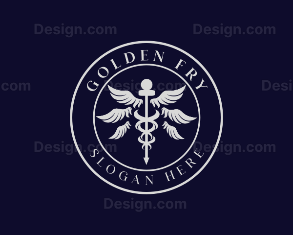 Caduceus Staff Wings Hospital Logo