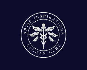 Caduceus Staff Wings Hospital Logo