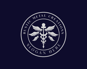 Caduceus Staff Wings Hospital Logo