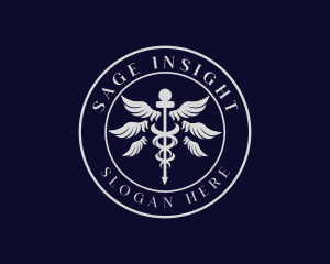 Caduceus Staff Wings Hospital Logo