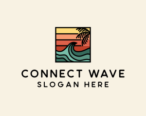 Summer Sunset Surf Wave  logo design