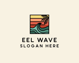 Summer Sunset Surf Wave  logo design