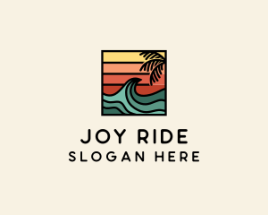 Summer Sunset Surf Wave  logo design