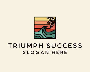 Summer Sunset Surf Wave  logo design