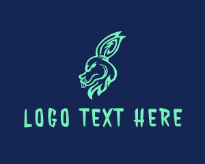 Neon Rabbit Head  logo