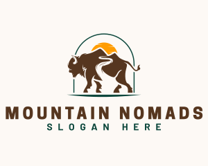 Mountain Sun Buffalo logo design