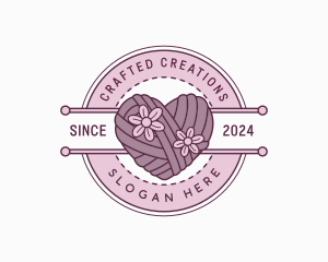 Floral Heart Yarn logo design