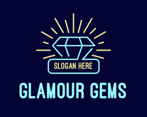 Neon Diamond Gem logo design