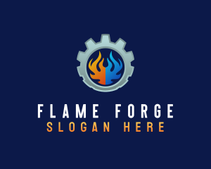 Fire Ice Cogwheel Ventilation logo design