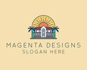 Sun Palm Tree Mansion logo design