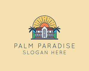 Sun Palm Tree Mansion logo design