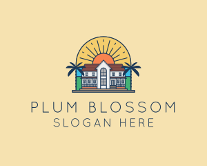 Sun Palm Tree Mansion logo design