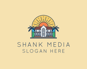 Sun Palm Tree Mansion logo design