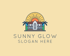 Sun Palm Tree Mansion logo design