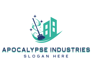 Industrial Cleaning Broom logo design