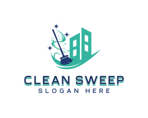 Industrial Cleaning Broom logo design