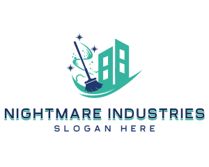 Industrial Cleaning Broom logo design