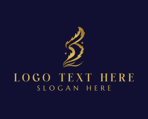 Luxury Feather Quill Letter S logo