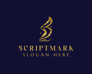 Luxury Feather Quill Letter S logo design