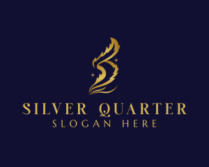 Luxury Feather Quill Letter S logo design