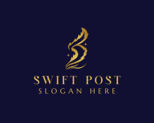 Luxury Feather Quill Letter S logo design