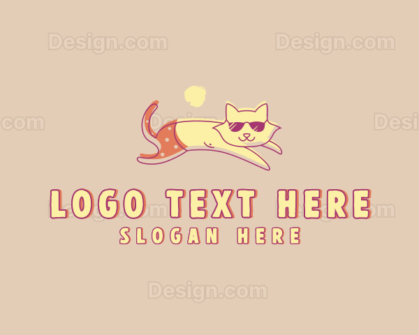 Sunbathing Kitty Pet Logo