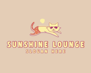 Sunbathing Kitty Pet logo design