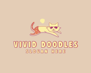 Sunbathing Kitty Pet logo design