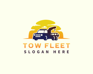 Tow Truck Sunset logo design