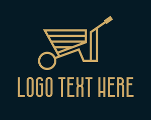 Gold Wheelbarrow Cart Logo