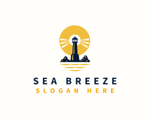 Sunset Lighthouse Sea logo design