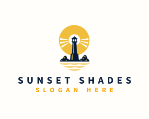 Sunset Lighthouse Sea logo design