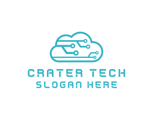 Cyber Tech Cloud Circuit logo design