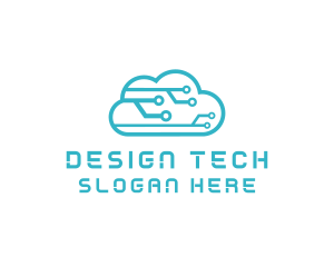 Cyber Tech Cloud Circuit logo design