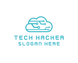 Cyber Tech Cloud Circuit logo design