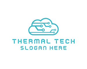 Cyber Tech Cloud Circuit logo design