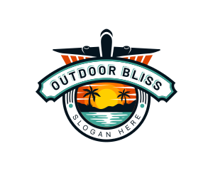 Airplane Travel Beach logo design