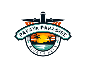 Airplane Travel Beach logo design