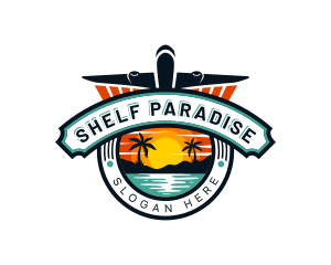 Airplane Travel Beach logo design